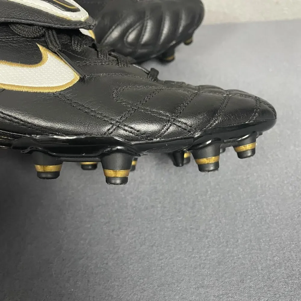 Nike Tiempo Legend III Soccer Shoes Mens Size 8 Black White Gold Firm Ground - Picture 13 of 14